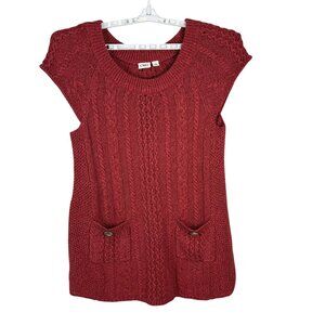 Cato Womens Size XL Red Cable Knit Sweater Dress With Pockets